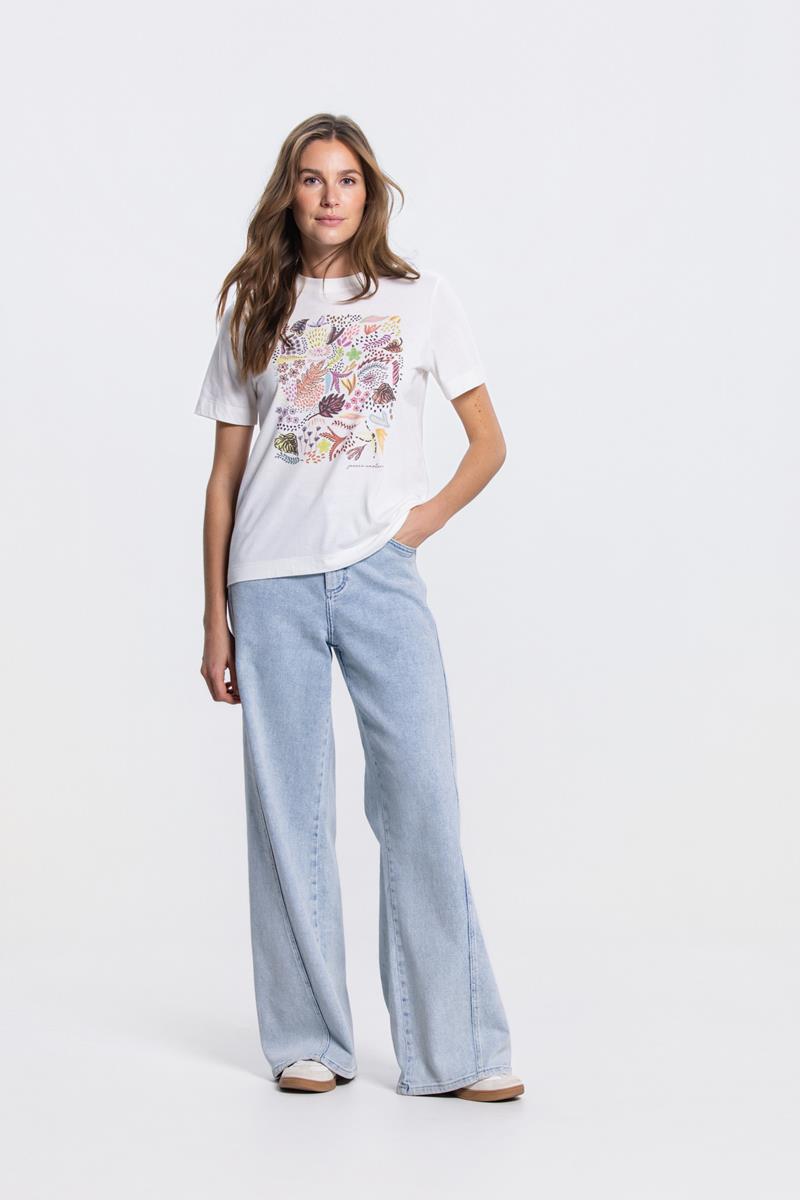 VALESKA PRINT T-SHIRT IN WIT