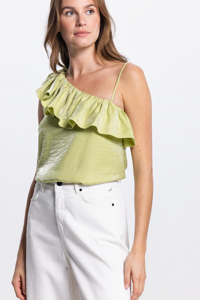 VIE ONE SHOULDER TOP IN AVOCADO