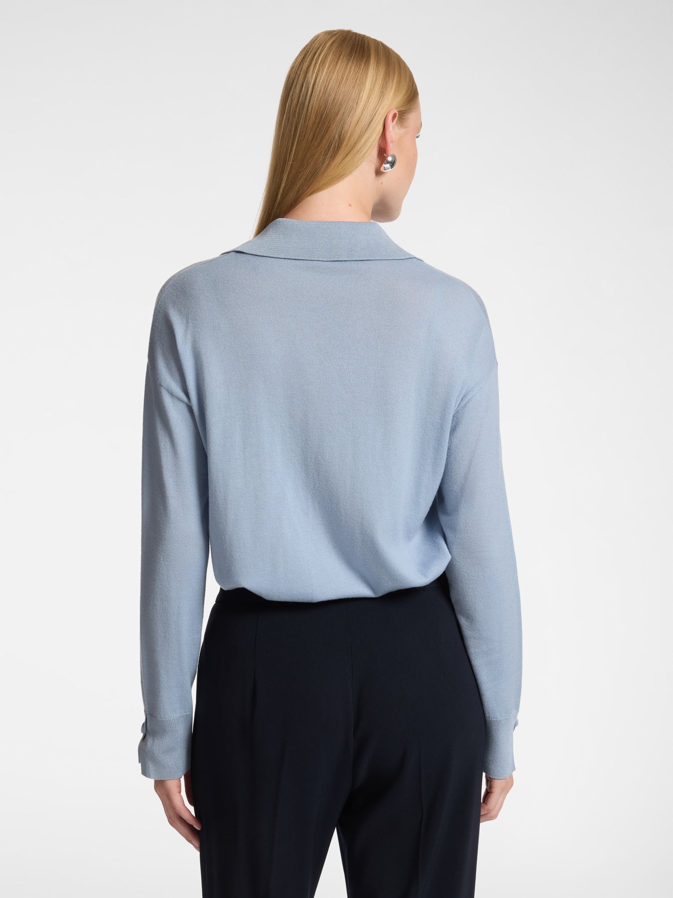Polo Neck Jumper Pure Wool Frozen Blue – Elena Mirò
