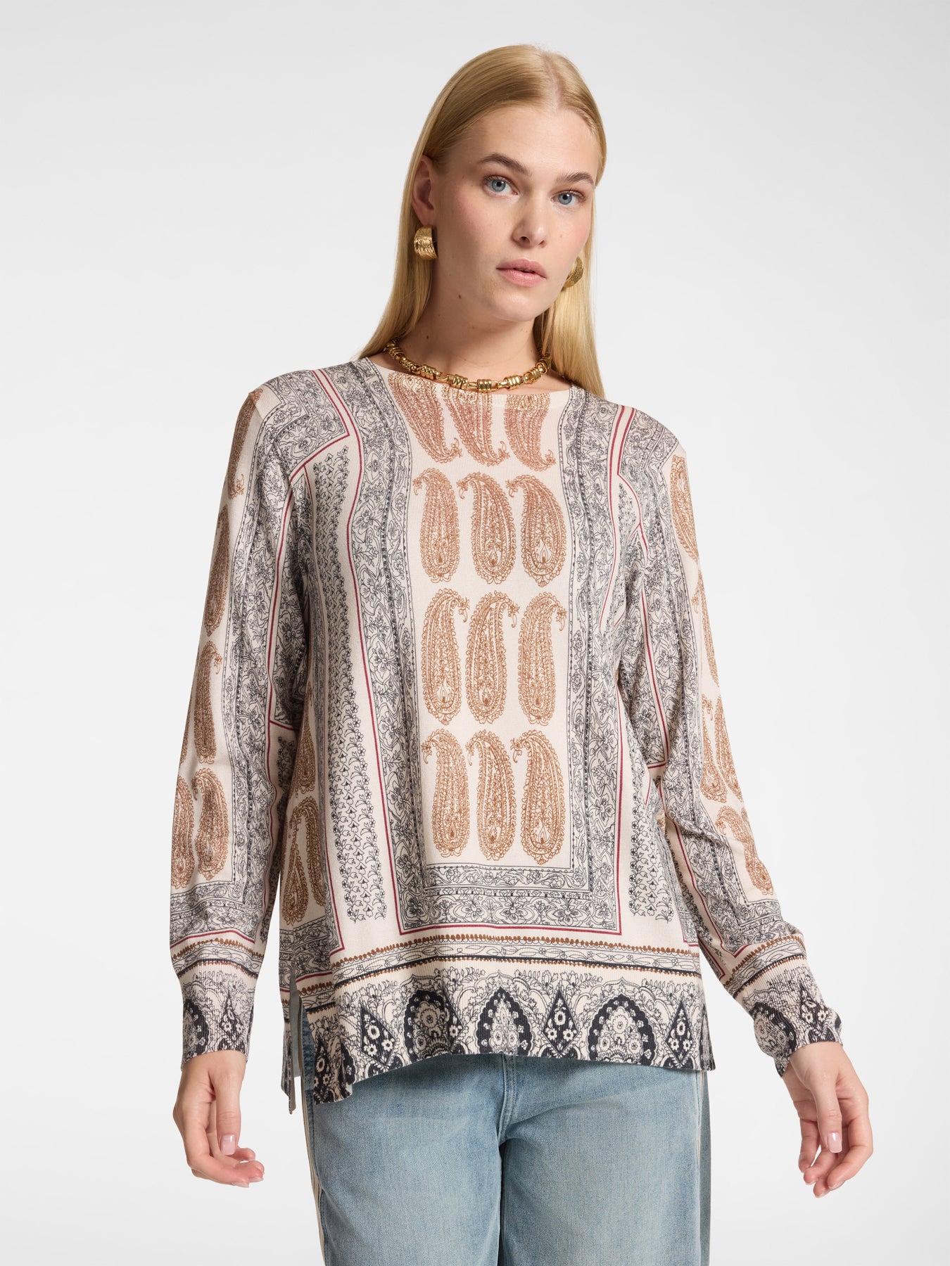 Sweater met ronde hals en prints