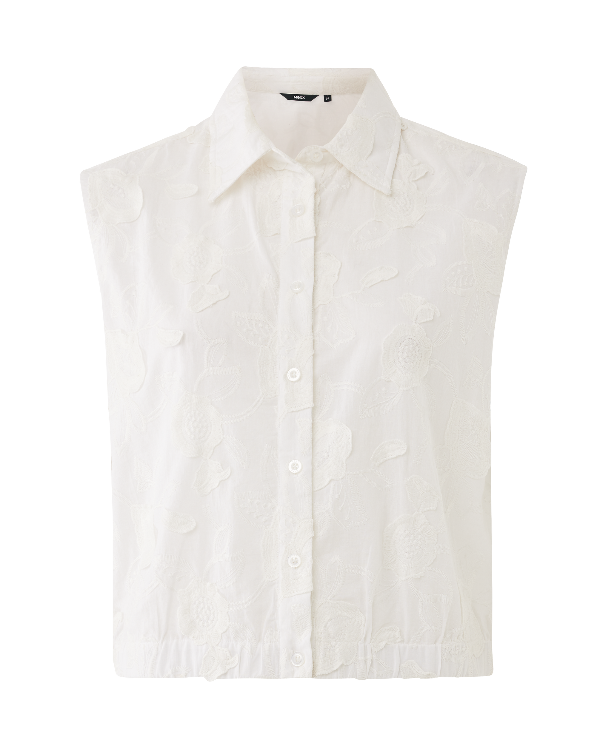 3D Flower Blouse – Mexx | Witte Jacquard Blouse met Bloemendetails