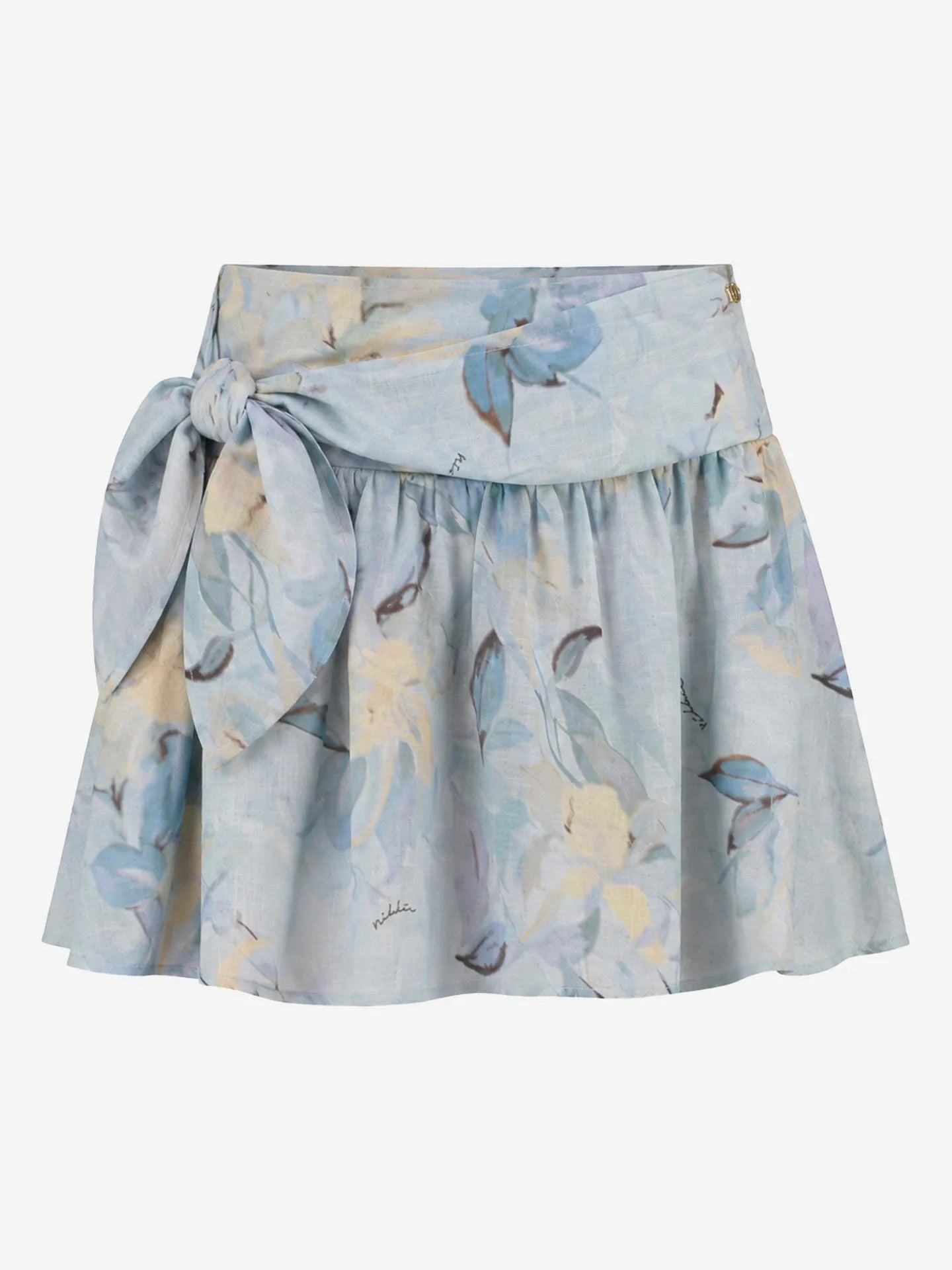 Bloemenprint rok met strikceintuur