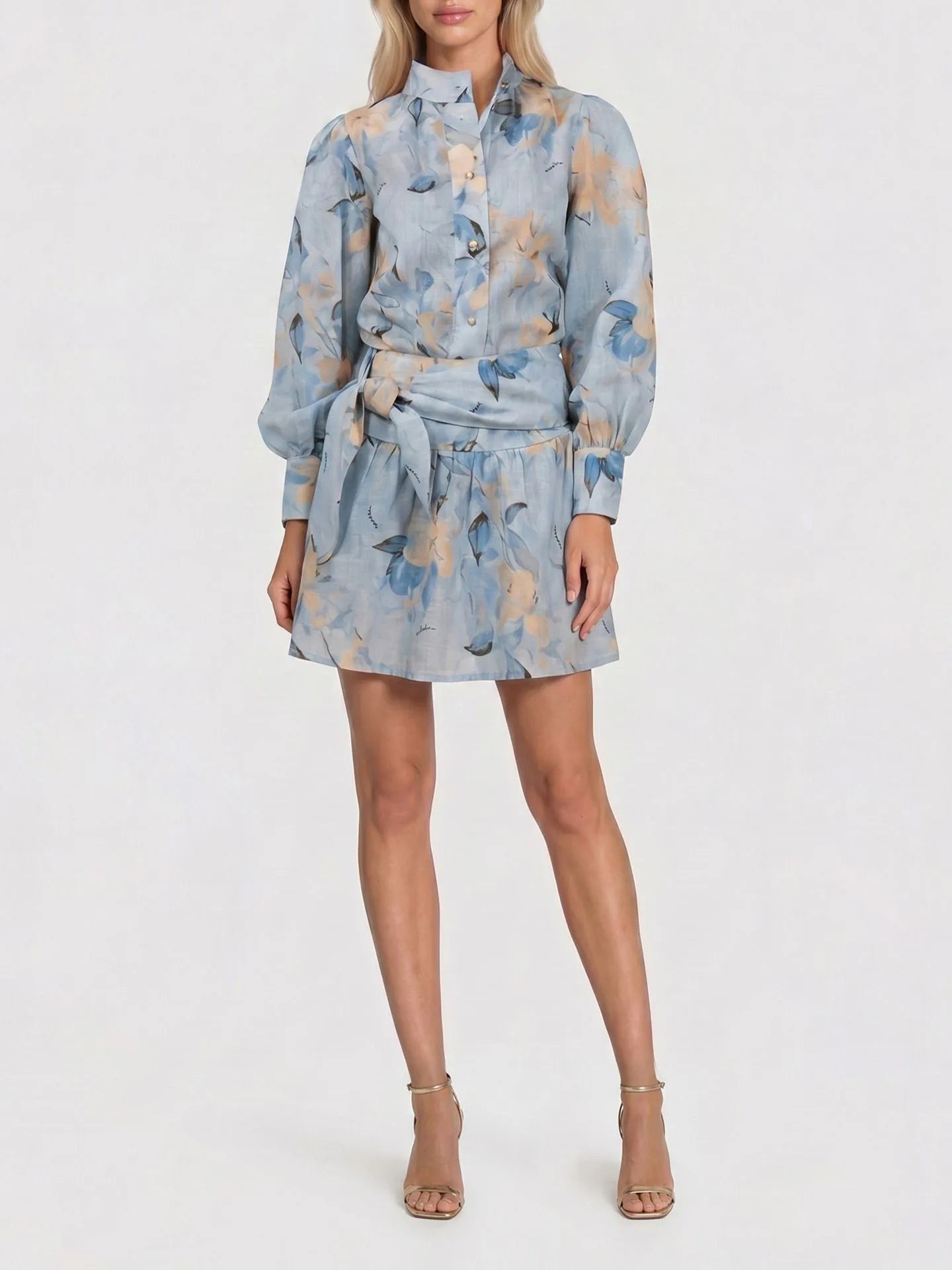 Bloemenprint rok met strikceintuur