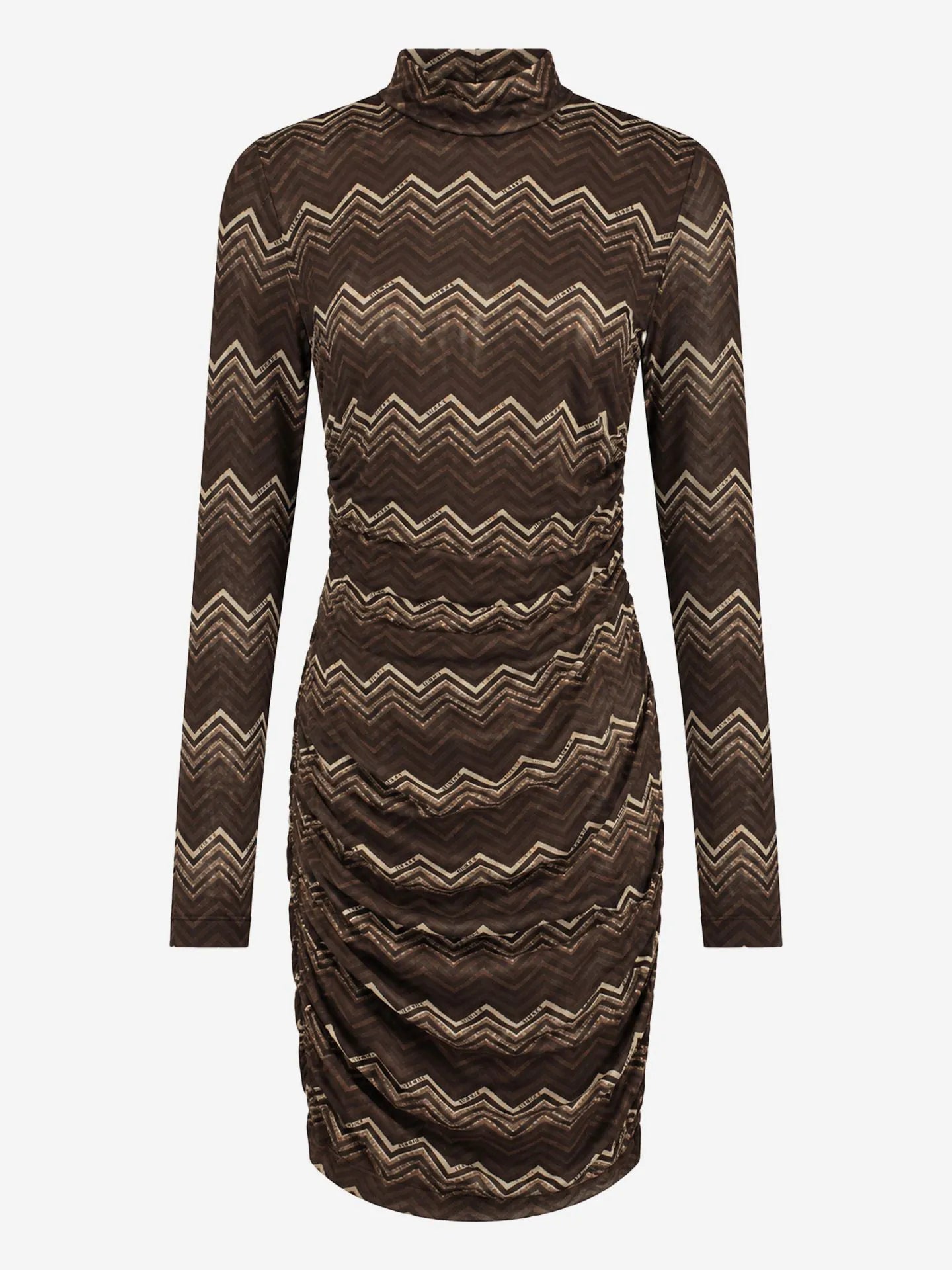 Ariva Mesh Dress Mesh jurk met zigzagdessin en aangesloten pasvorm