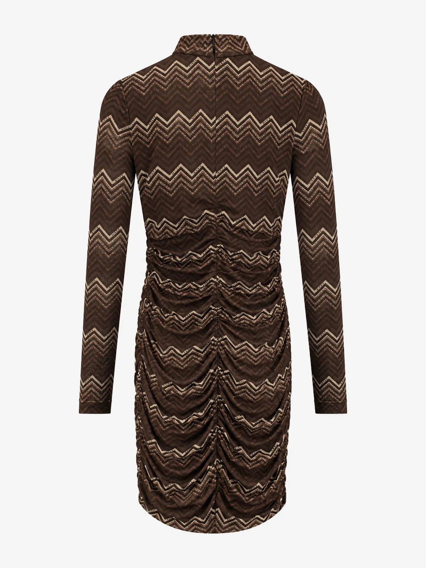 Ariva Mesh Dress Mesh jurk met zigzagdessin en aangesloten pasvorm