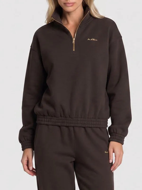 Sweater met half-zip en openstaande kraag
