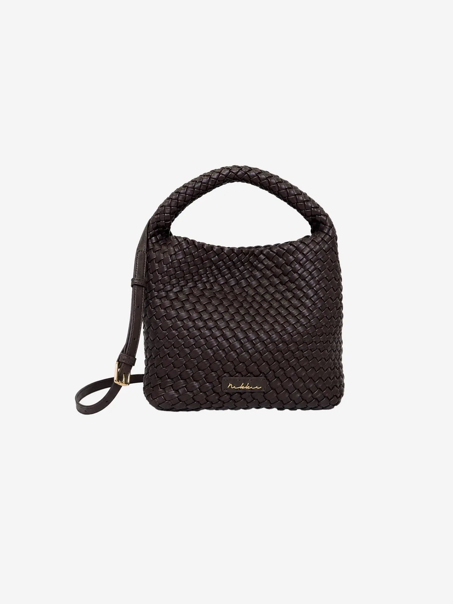 Gevlochten shopper met ruim hoofdvak