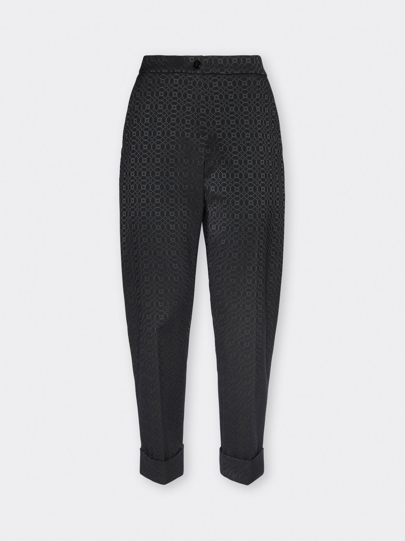 Cigarette Broek Stretch Jacquard – Antraciet