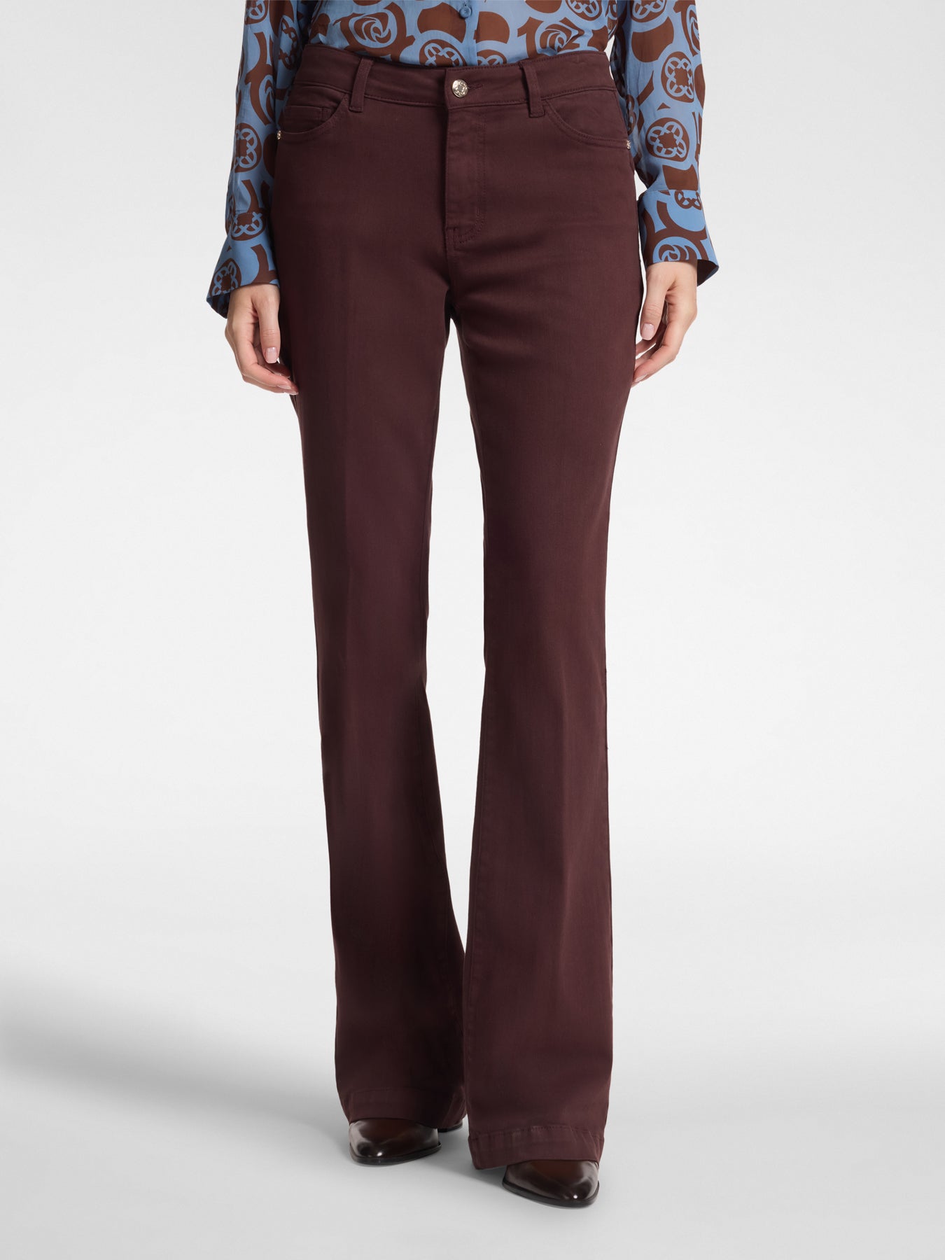 Flared broek met vijf zakken - Burgundy