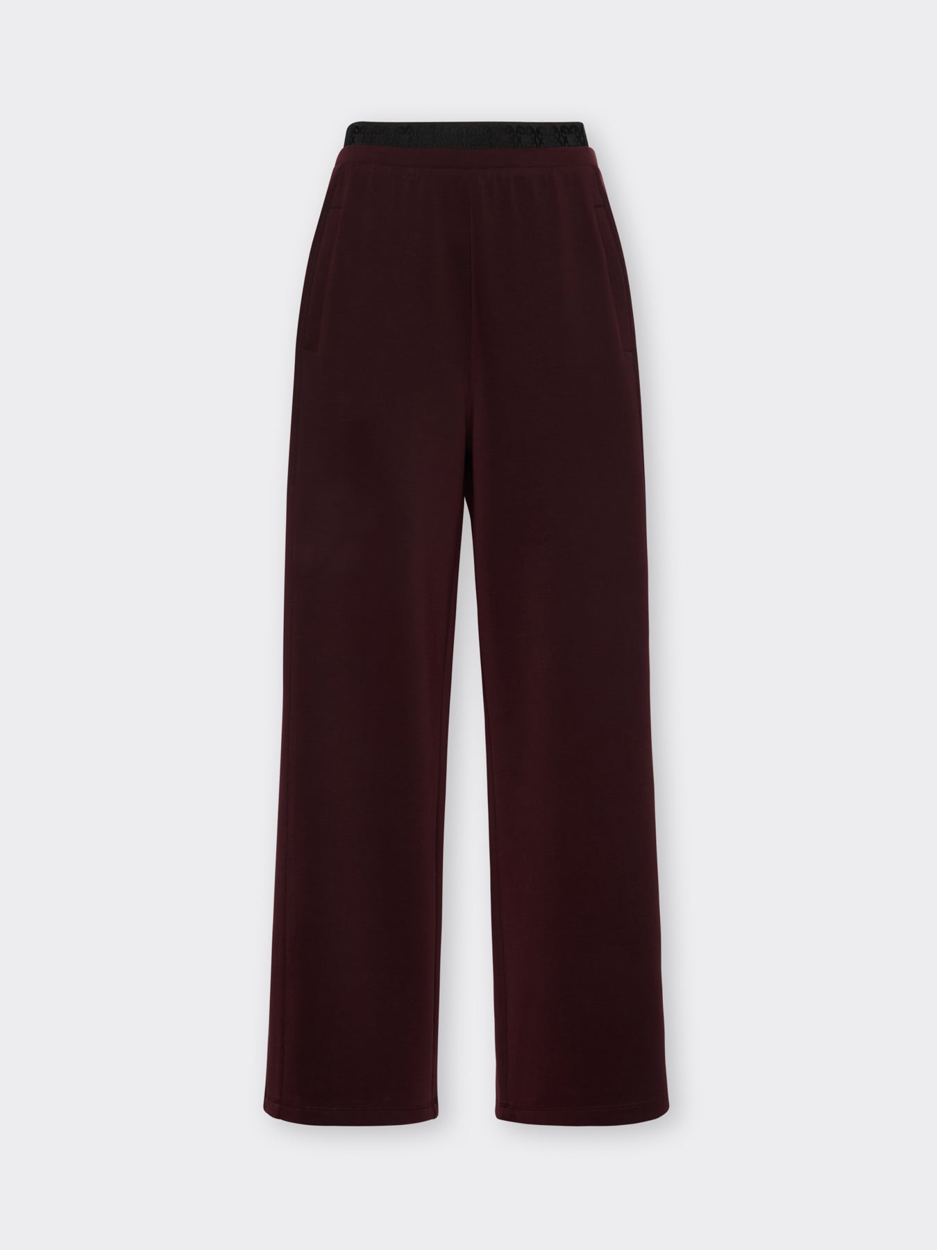 Wide-leg broek met elastische taille in scuba-stof