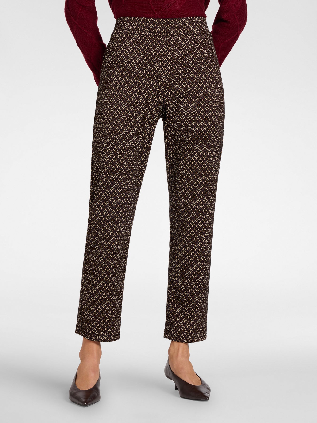 Pull-On Broek Stretch Jacquard – Multi Dark Brown