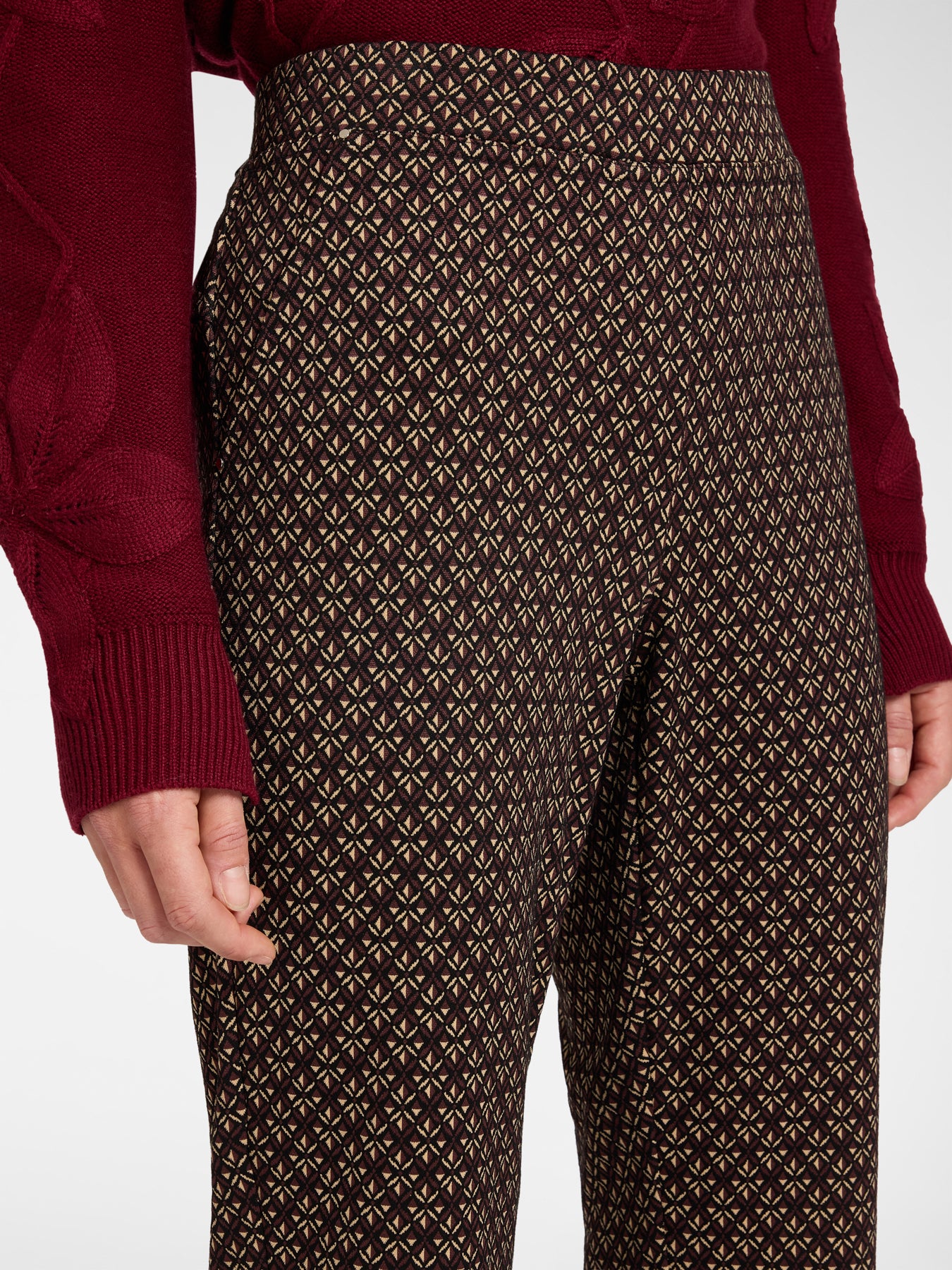Pull-On Broek Stretch Jacquard – Multi Dark Brown