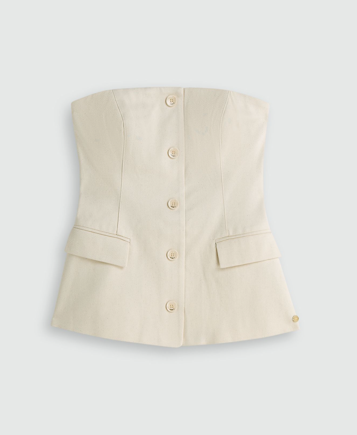 Fitted bustier van katoen - ecru