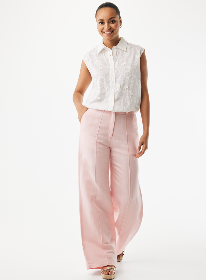 3D Flower Blouse – Mexx | Witte Jacquard Blouse met Bloemendetails