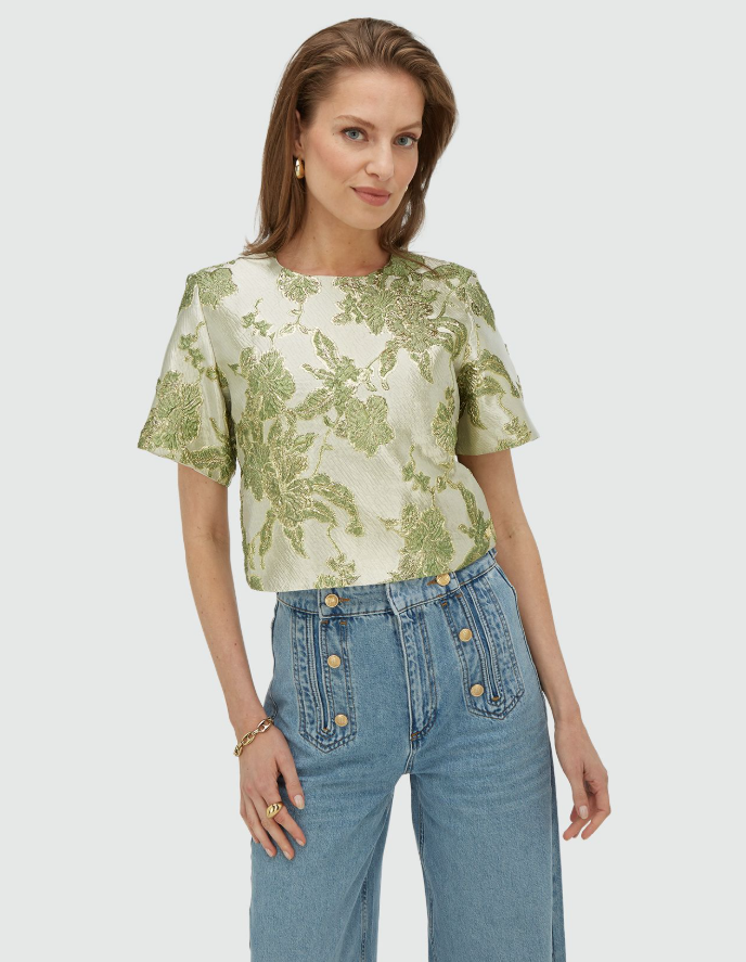 CHARISMA - Cropped Top met metallic details - Dark Pistachio