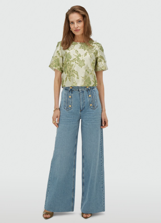CHARISMA - Cropped Top met metallic details - Dark Pistachio