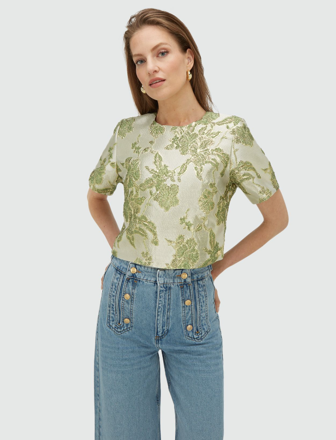CHARISMA - Cropped Top met metallic details - Dark Pistachio