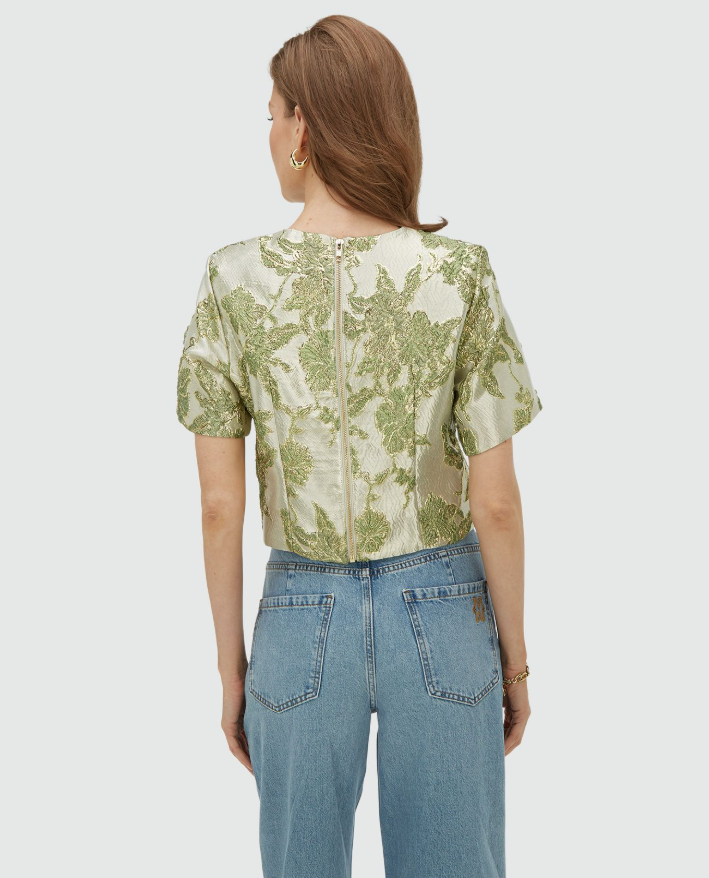 CHARISMA - Cropped Top met metallic details - Dark Pistachio