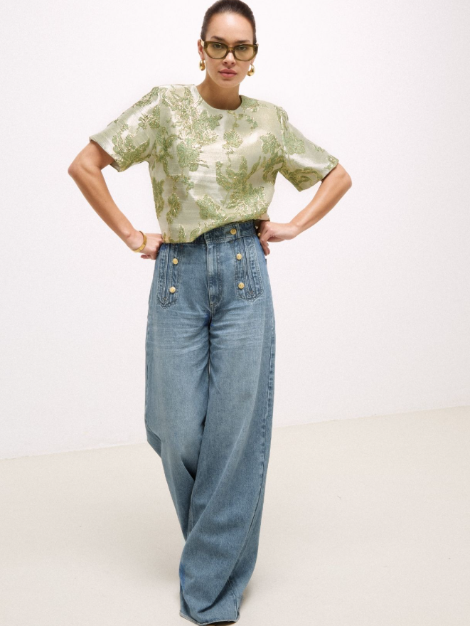 CHARISMA - Cropped Top met metallic details - Dark Pistachio