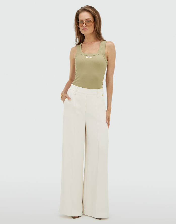 ESSA - High Waisted Wide Leg Pantalon - Off White