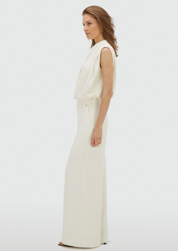 ESSA - High Waisted Wide Leg Pantalon - Off White