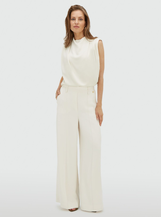 ESSA - High Waisted Wide Leg Pantalon - Off White