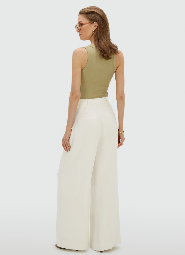 ESSA - High Waisted Wide Leg Pantalon - Off White