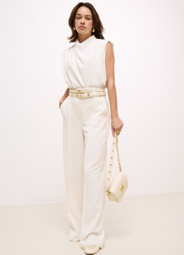 ESSA - High Waisted Wide Leg Pantalon - Off White