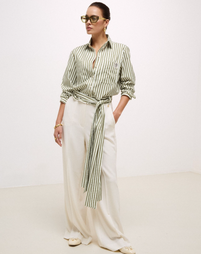 ESSA - High Waisted Wide Leg Pantalon - Off White
