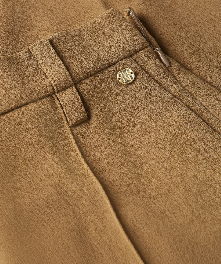 ESSA - High Waisted Wide Leg Pantalon - Khaki