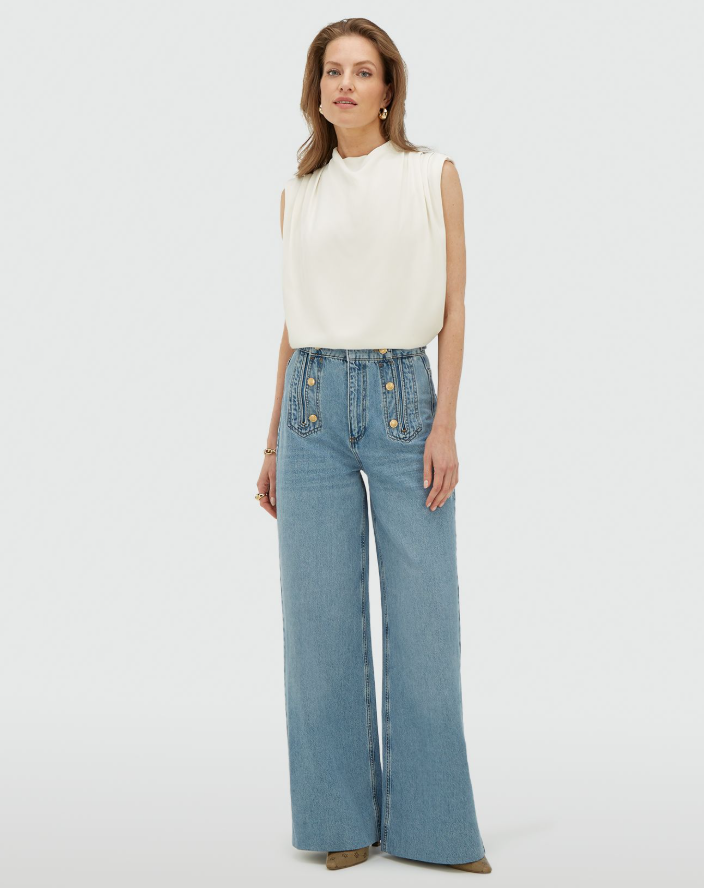 RUMO - HIgh Waisted Wide Leg Jeans - Light Blue Denim
