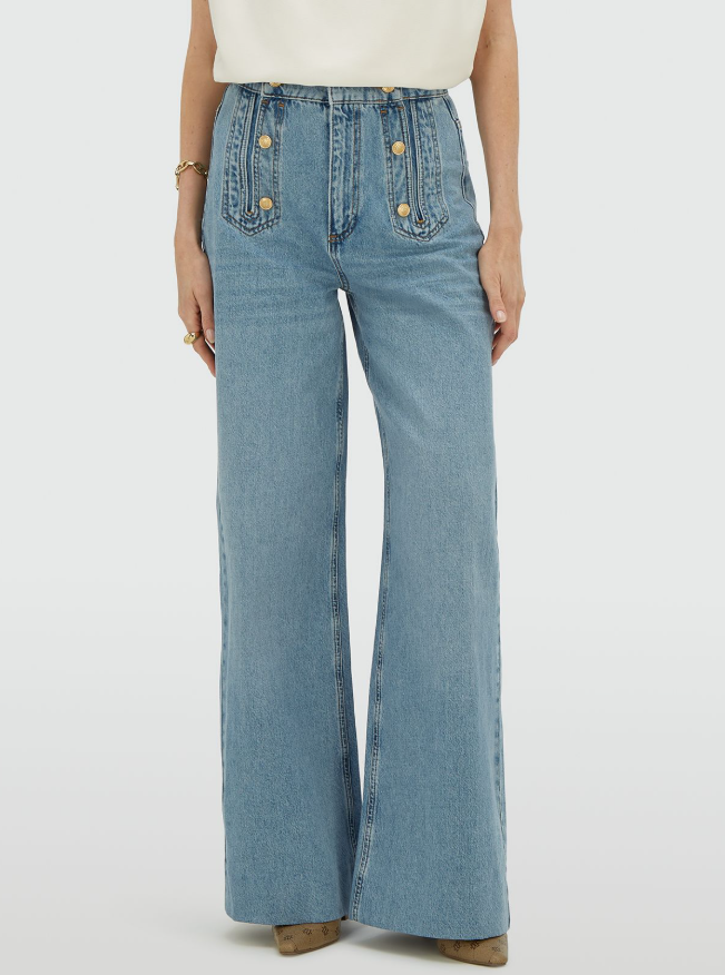 RUMO - HIgh Waisted Wide Leg Jeans - Light Blue Denim