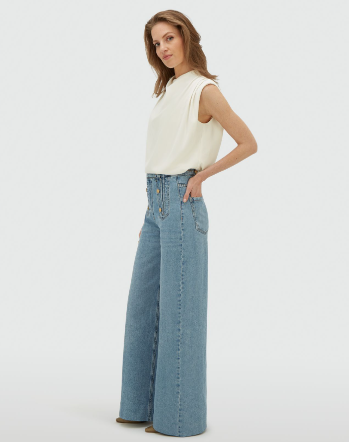RUMO - HIgh Waisted Wide Leg Jeans - Light Blue Denim