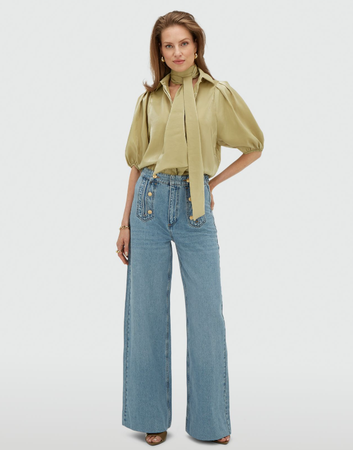 RUMO - HIgh Waisted Wide Leg Jeans - Light Blue Denim