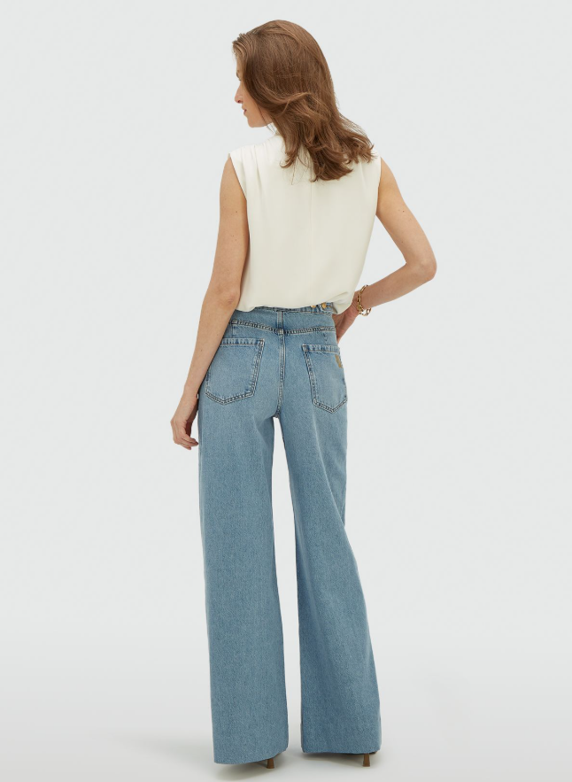 RUMO - HIgh Waisted Wide Leg Jeans - Light Blue Denim
