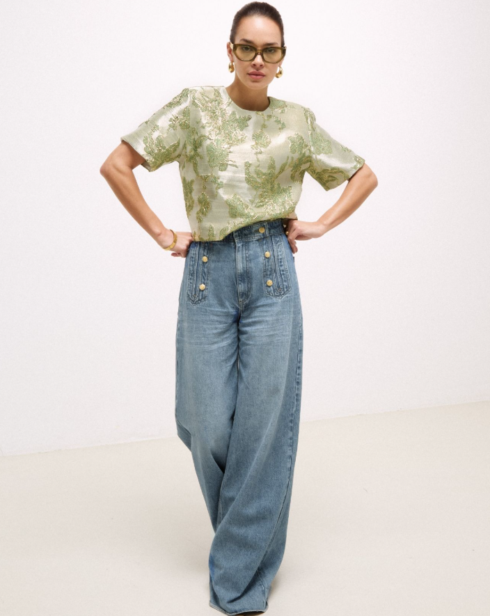 RUMO - HIgh Waisted Wide Leg Jeans - Light Blue Denim