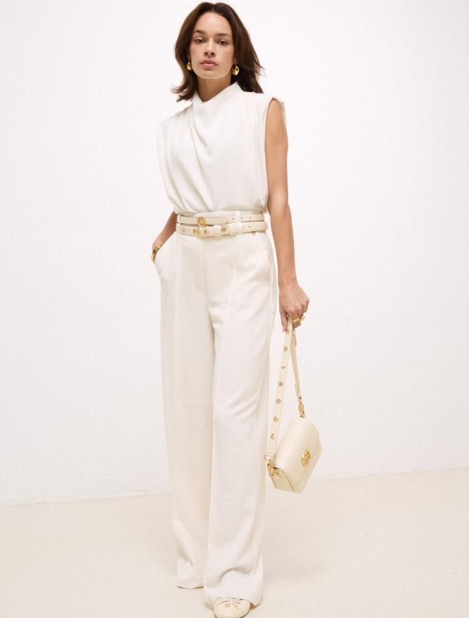 AMINA - Riem met studs - Creme White