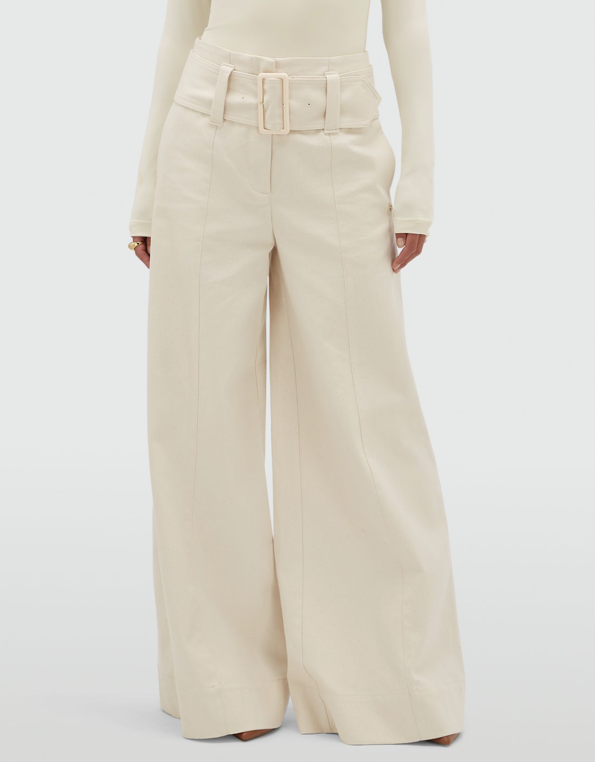 JV-MAUREEN high waisted wide leg jeans - ecru