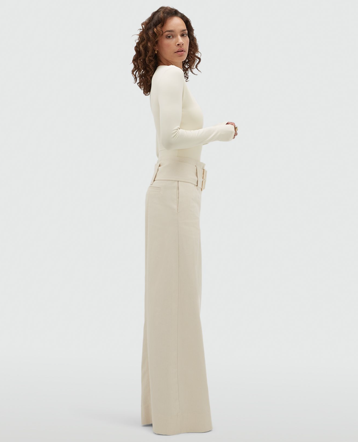 JV-MAUREEN high waisted wide leg jeans - ecru