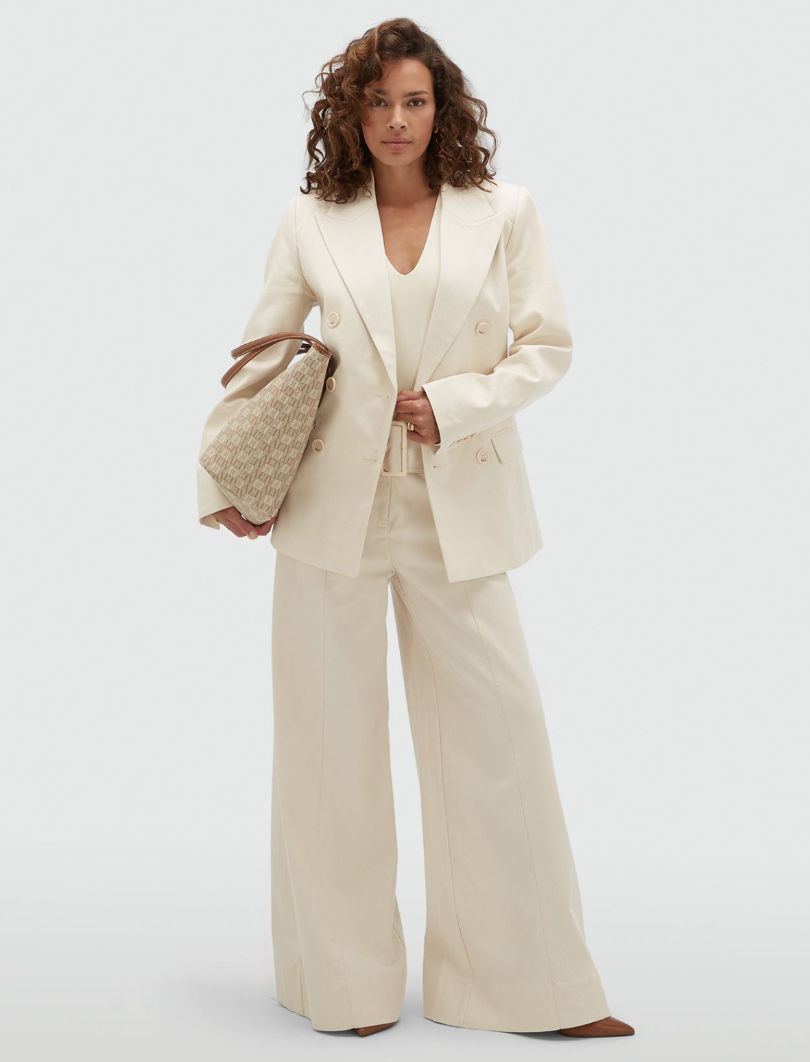 JV-MAUREEN high waisted wide leg jeans - ecru