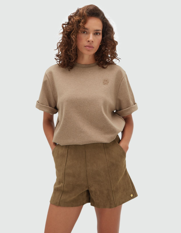 PAXTON oversized T-shirt - khaki melange