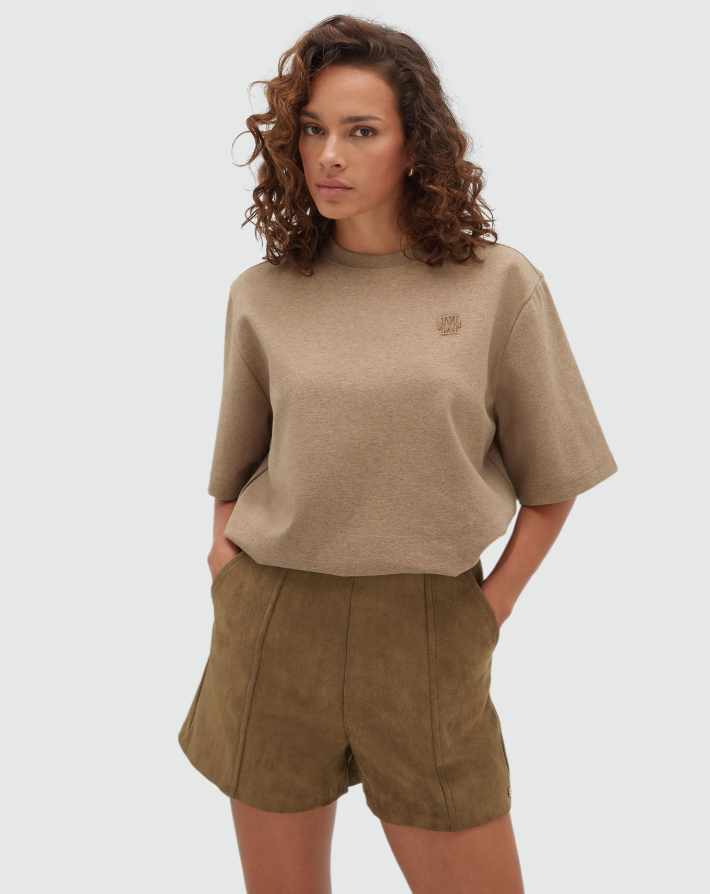 PAXTON oversized T-shirt - khaki melange