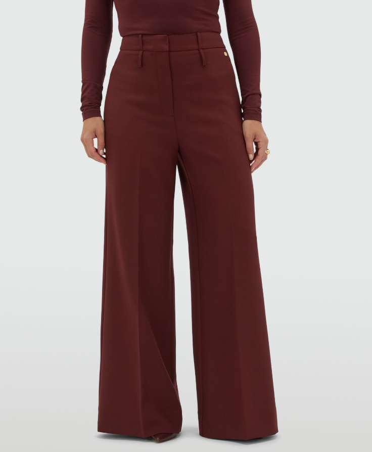 SKY high waisted wide leg pantalon - burgundy