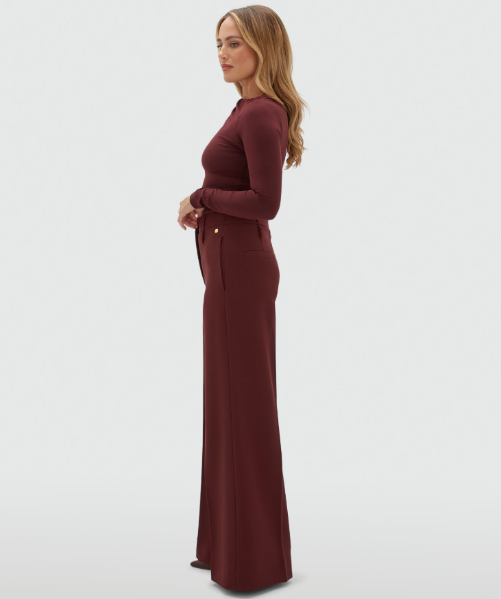 SKY high waisted wide leg pantalon - burgundy