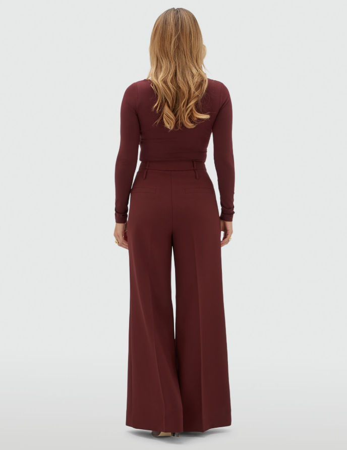 SKY high waisted wide leg pantalon - burgundy