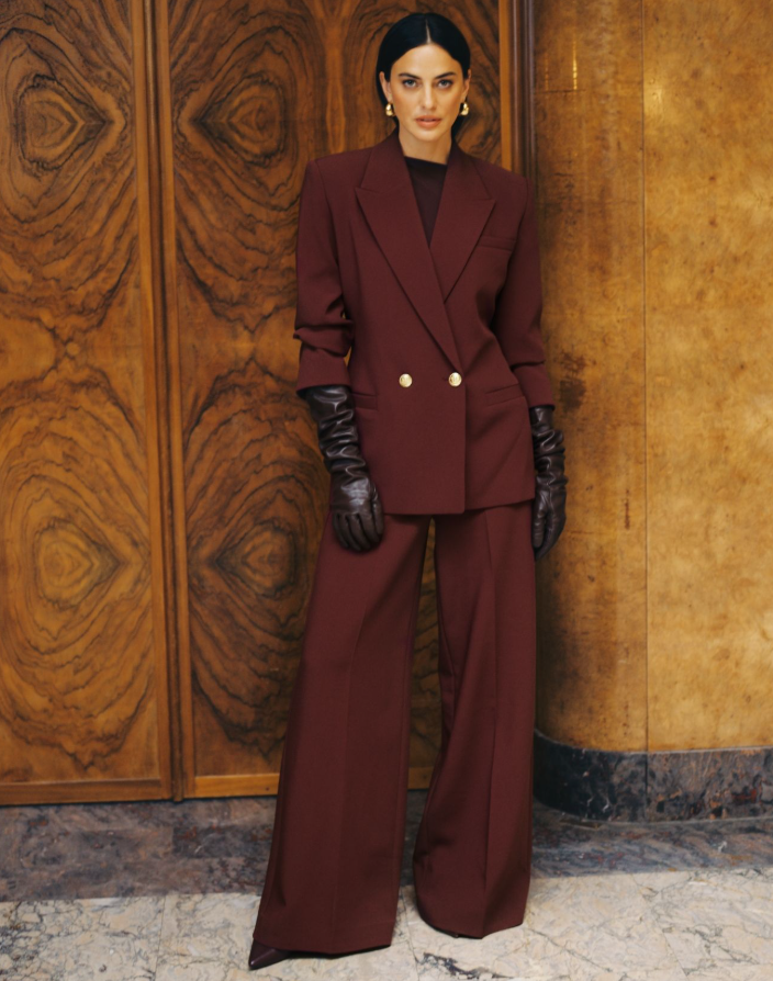 SKY high waisted wide leg pantalon - burgundy