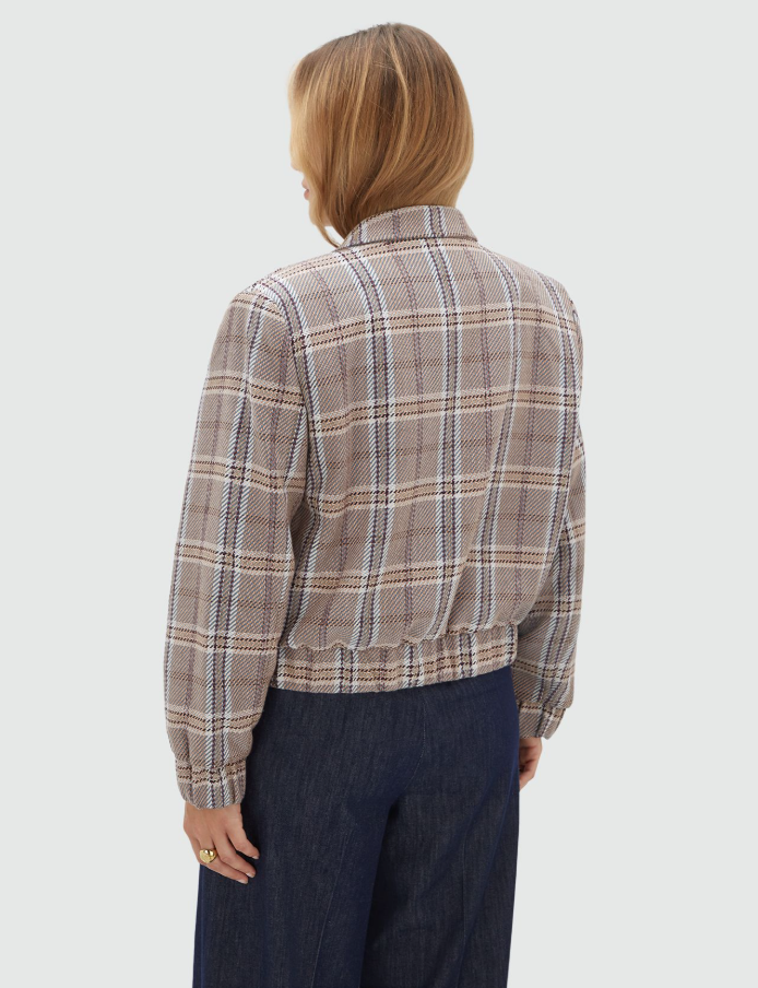 PEPPER oversized jacket - cognac check