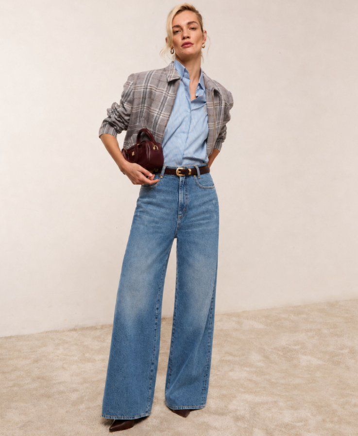 PEPPER oversized jacket - cognac check