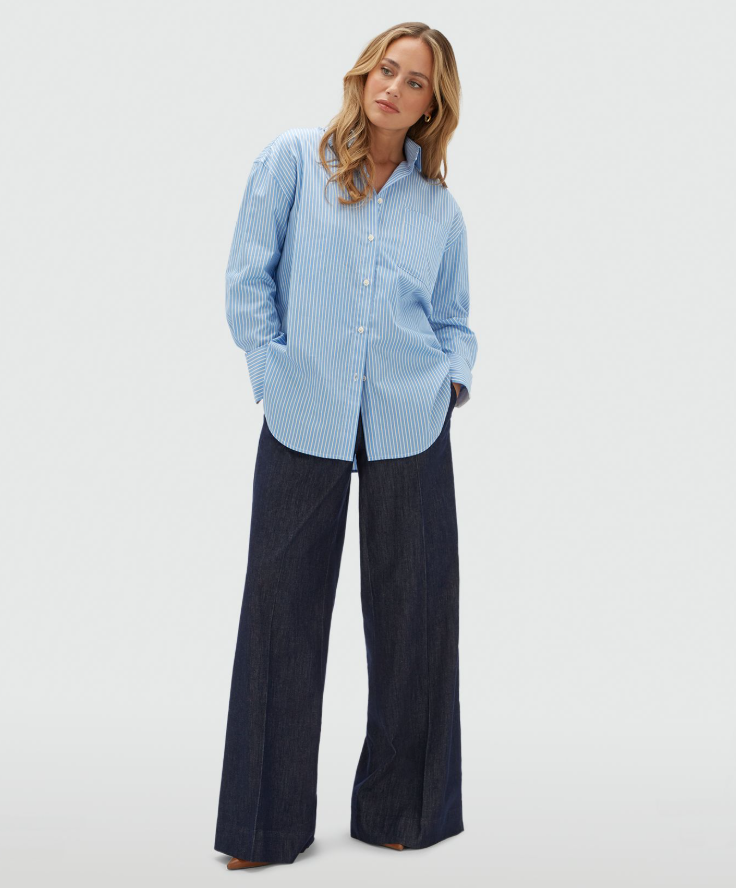 SISSIE oversized blouse - frozen blue stripe