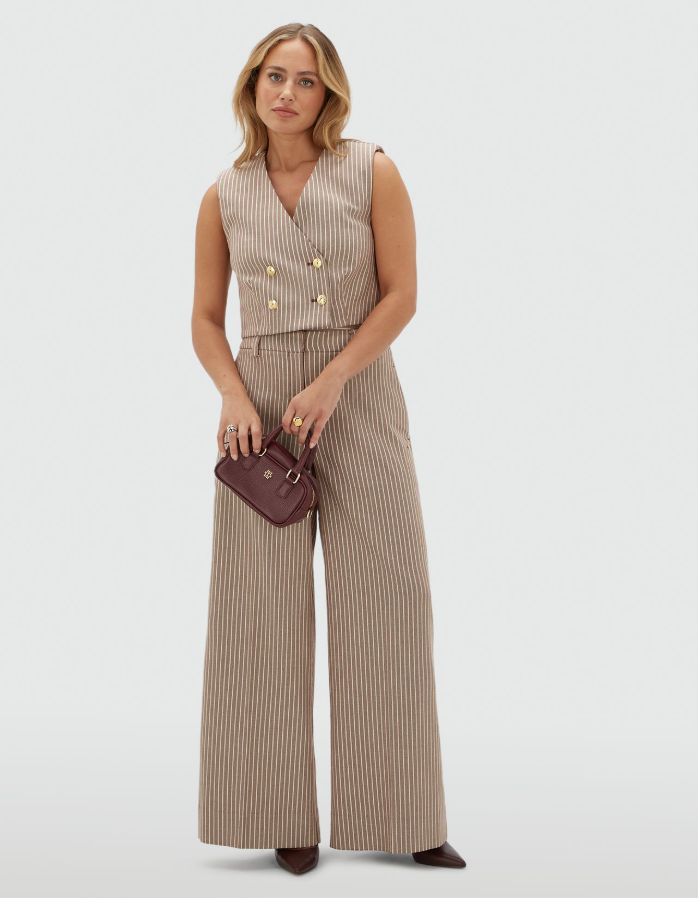 JORJA cropped gilet - burgundy stripe